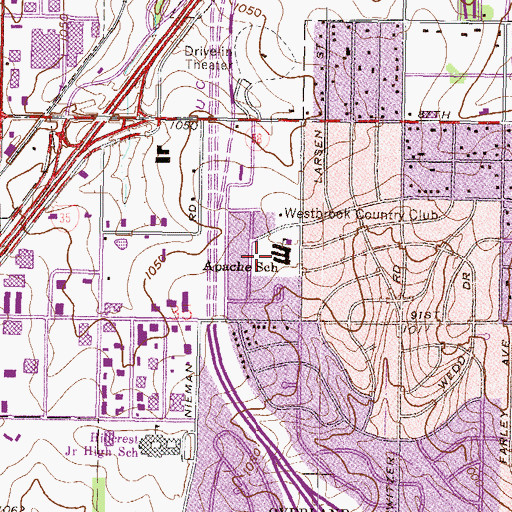 Topographic Map of Apache Elementary School, KS