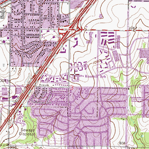 Topographic Map of Rosehill Elementary School, KS