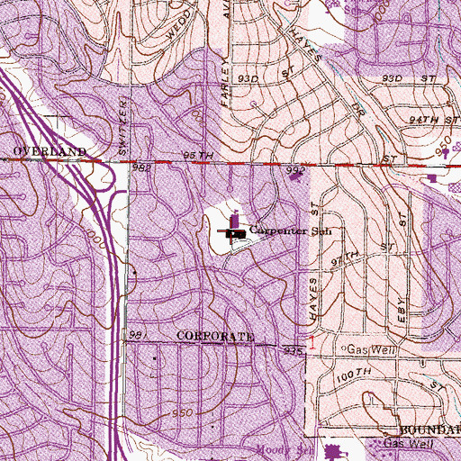 Topographic Map of Shawnee Mission Instructional Support Center, KS