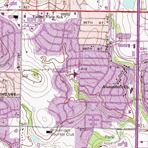 Topographic Map of Brookridge Elementary School, KS