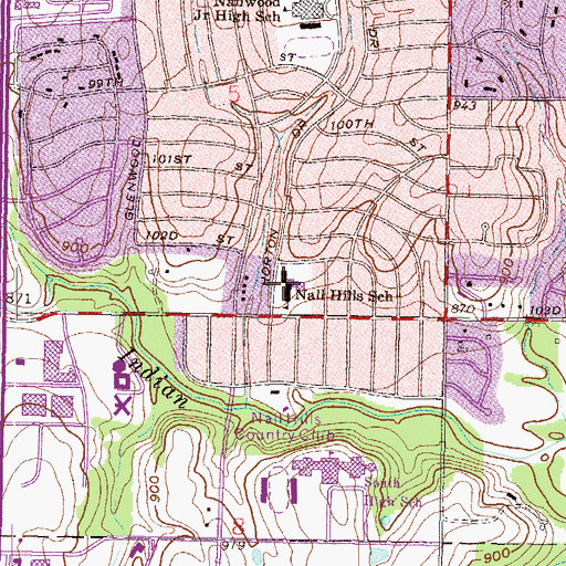 Topographic Map of Nall Hills Elementary School (historical), KS