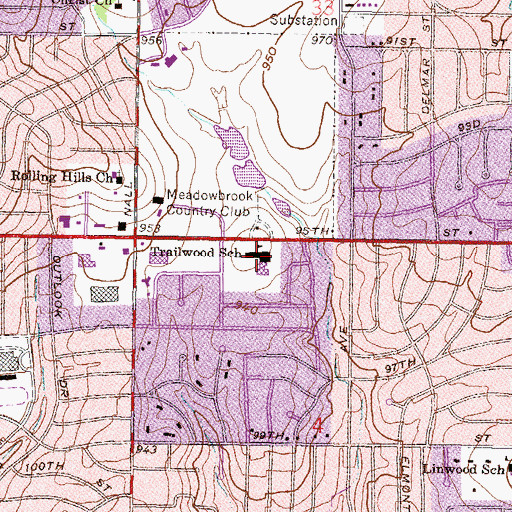 Topographic Map of Trailwood Elementary School, KS
