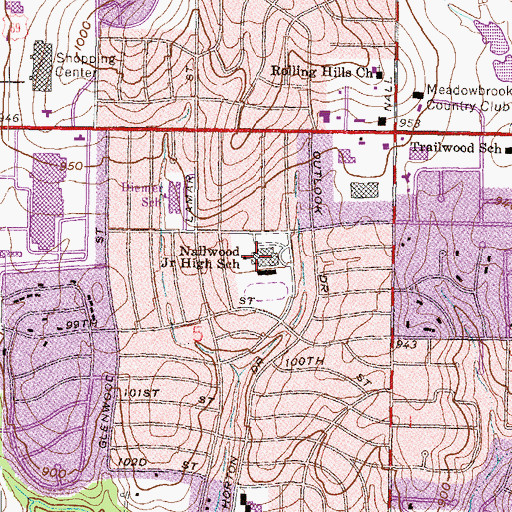 Topographic Map of Indian Woods Middle School, KS