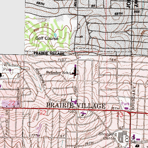 Topographic Map of Belinder Elementary School, KS
