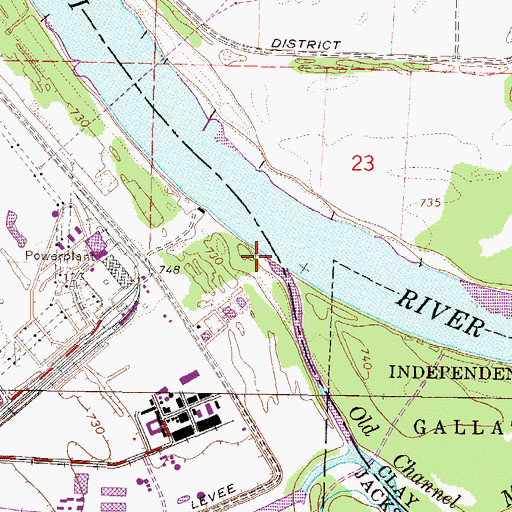 Topographic Map of Blue River, MO