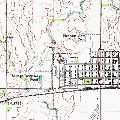 Topographic Map of Claflin High School, KS