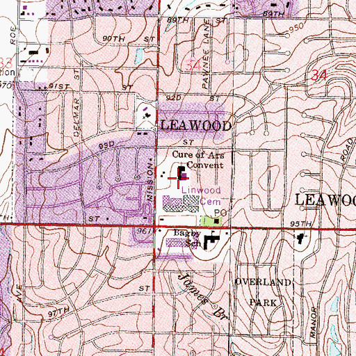 Topographic Map of Cure of Ars Elementary School, KS