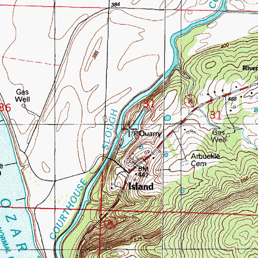 Topographic Map of Courthouse Slough, AR