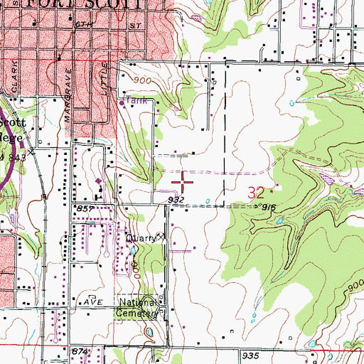 Topographic Map of Fort Scott Middle School, KS