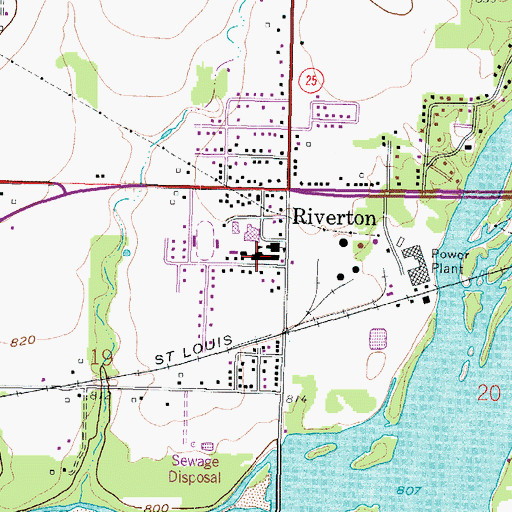 Topographic Map of Riverton Elementary School, KS