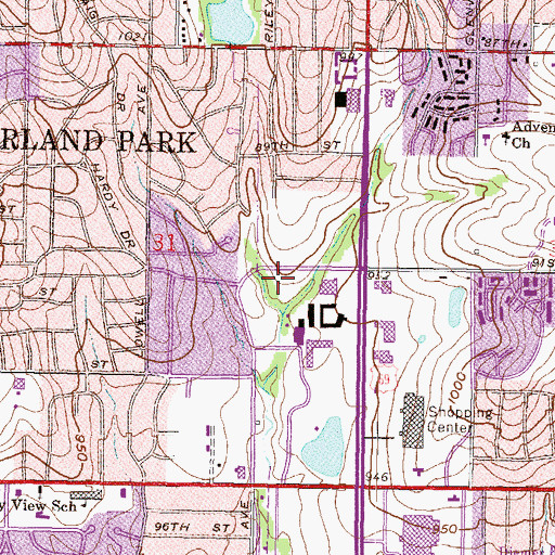 Topographic Map of Glenwood Manor Motor Hotel Airport (historical), KS