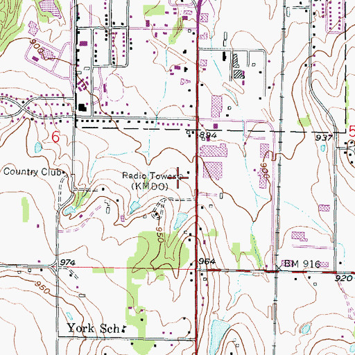 Topographic Map of KOMB-FM (Fort Scott), KS