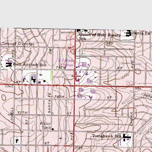Topographic Map of Metcalf at 75th Street Shops, KS