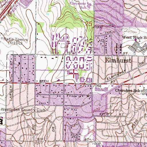 Topographic Map of West Park Shopping Center, KS