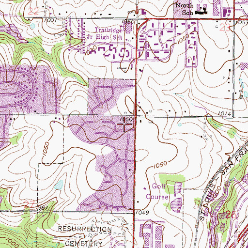Topographic Map of Four Colonies Plaza, KS