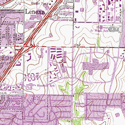 Topographic Map of Orchard Corners Shopping Center, KS