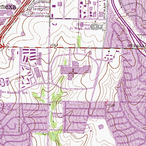 Topographic Map of Oak Park Mall, KS