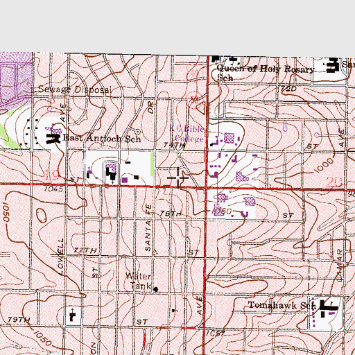 Topographic Map of Metcalf 75 Center, KS