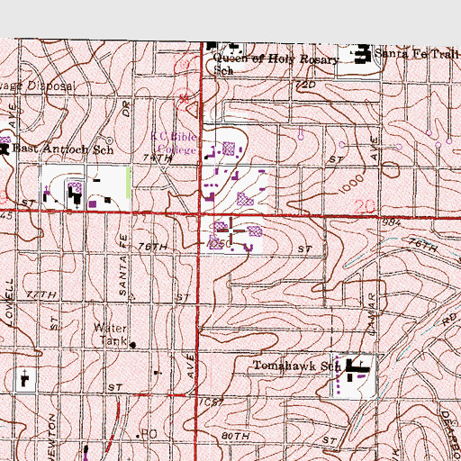 Topographic Map of Met 75 Shops, KS