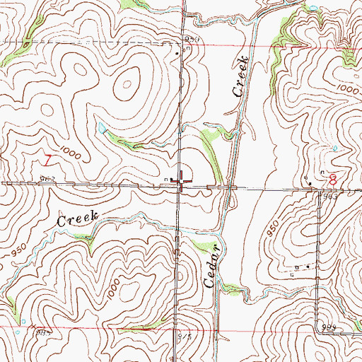 Topographic Map of Cedar Creek School (historical), KS