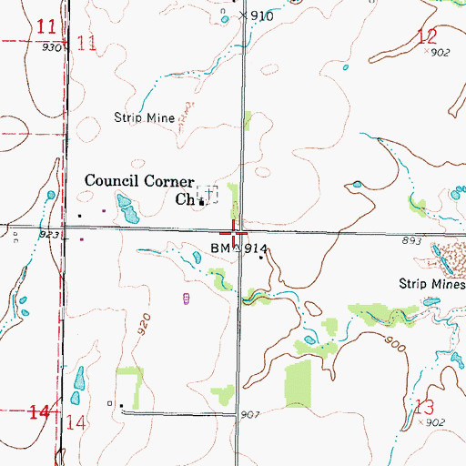 Topographic Map of Council Corner School (historical), KS