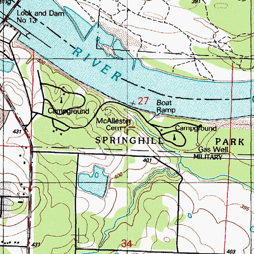 Topographic Map of Dam Site South Public Use Area, AR