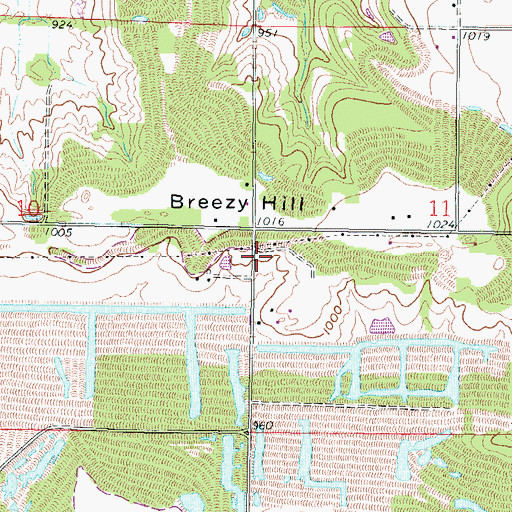 Topographic Map of Breezy Hill School (historical), KS