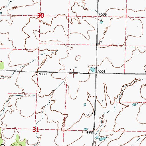 Topographic Map of Prairie Bell School (historical), KS