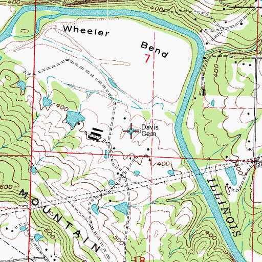 Topographic Map of Davis Cemetery, AR