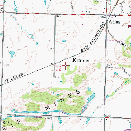 Topographic Map of Kramer, KS