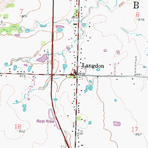 Topographic Map of Langdon, KS