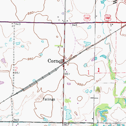 Topographic Map of Cornell, KS