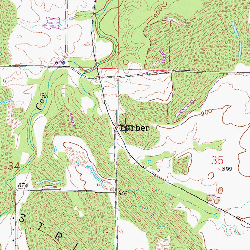 Topographic Map of Barber, KS