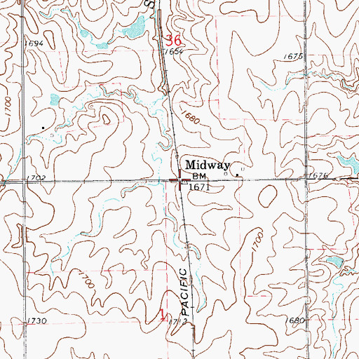 Topographic Map of Midway, KS