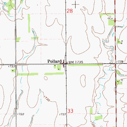 Topographic Map of Pollard, KS