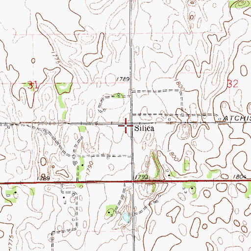 Topographic Map of Silica, KS