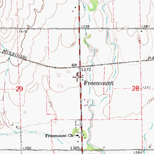 Topographic Map of Freemount, KS