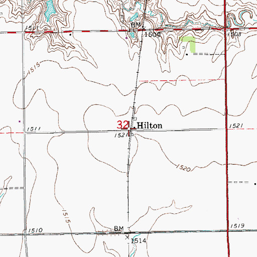 Topographic Map of Hilton, KS