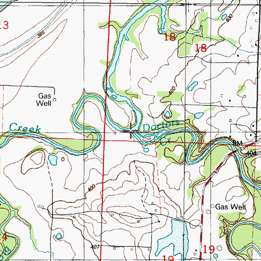 Topographic Map of Doctors Creek, AR