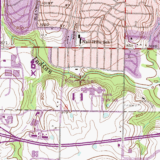 Topographic Map of Nall Hills Country Club, KS