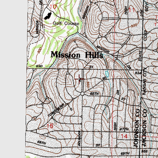 Topographic Map of City of Mission Hills, KS
