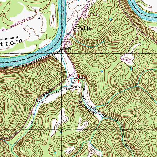 Topographic Map of Aaron Branch, KY
