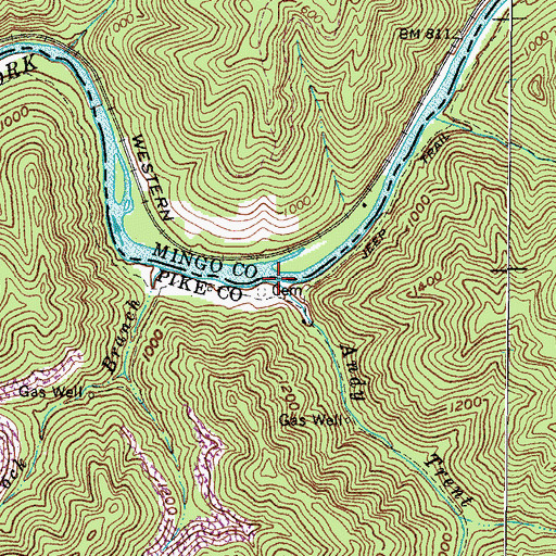 Topographic Map of Andy Trent Branch, KY