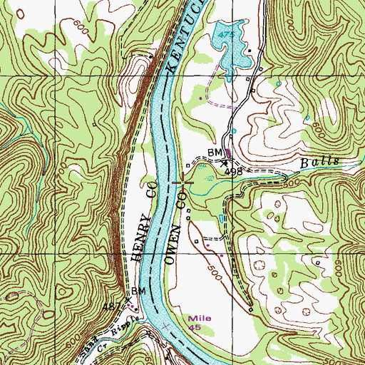 Topographic Map of Balls Branch, KY