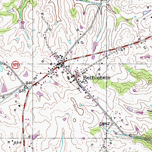 Topographic Map of Bethlehem, KY