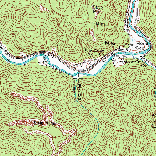 Topographic Map of Bobs Hollow, KY