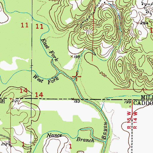 Topographic Map of East Fork Kelly Bayou, AR