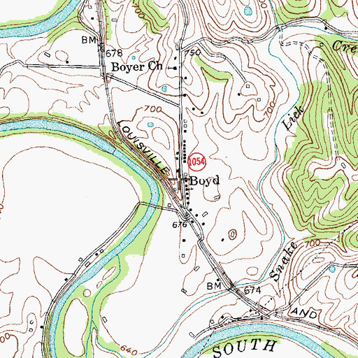Topographic Map of Boyd, KY