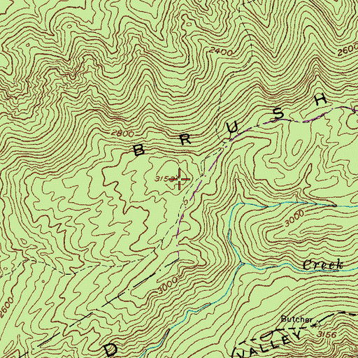 Topographic Map of Brush Mountain, KY