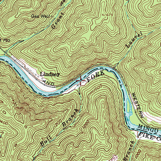 Topographic Map of Bull Branch, KY